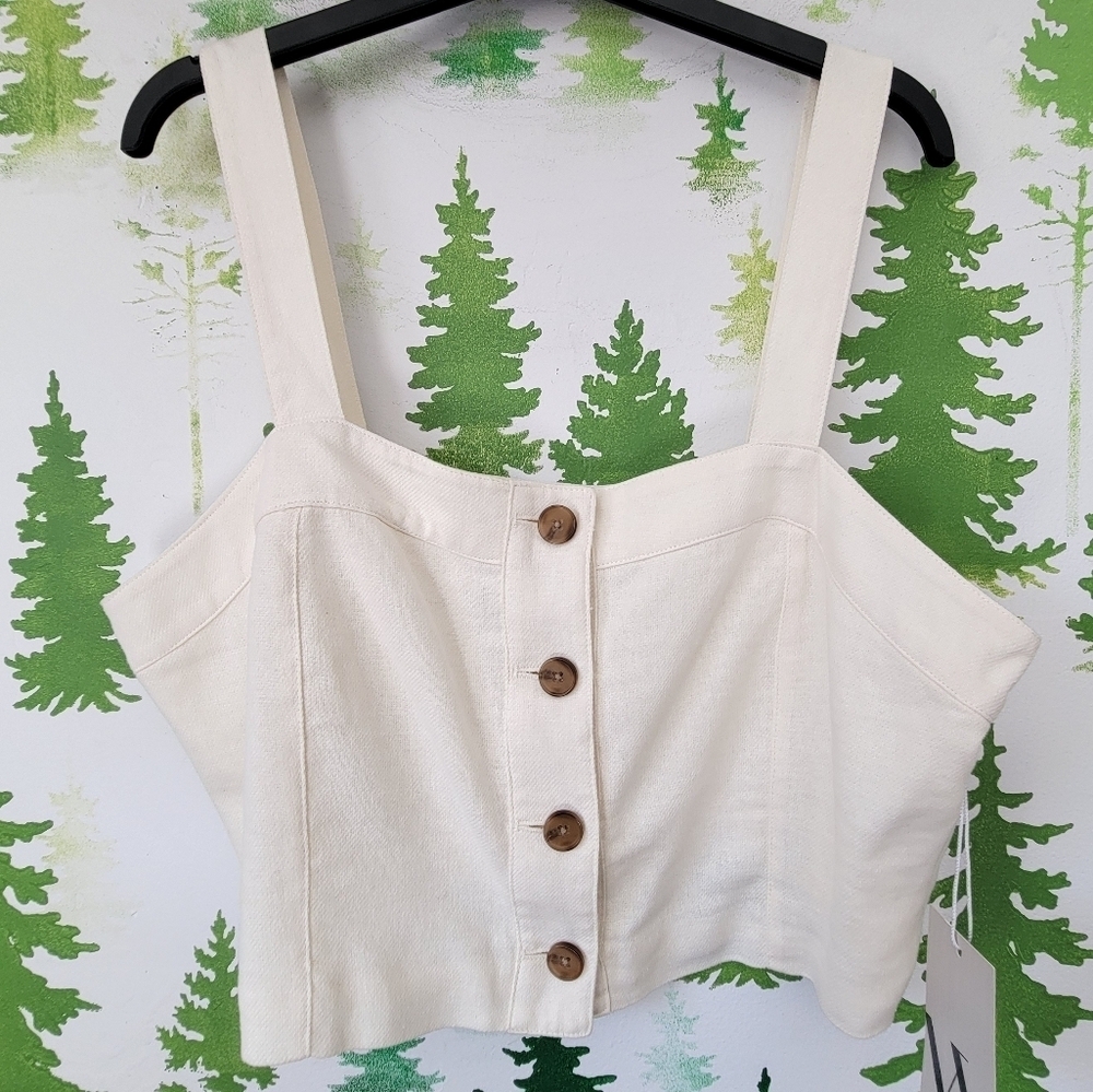 Worthington Cropped Linen Sleeveless Top.